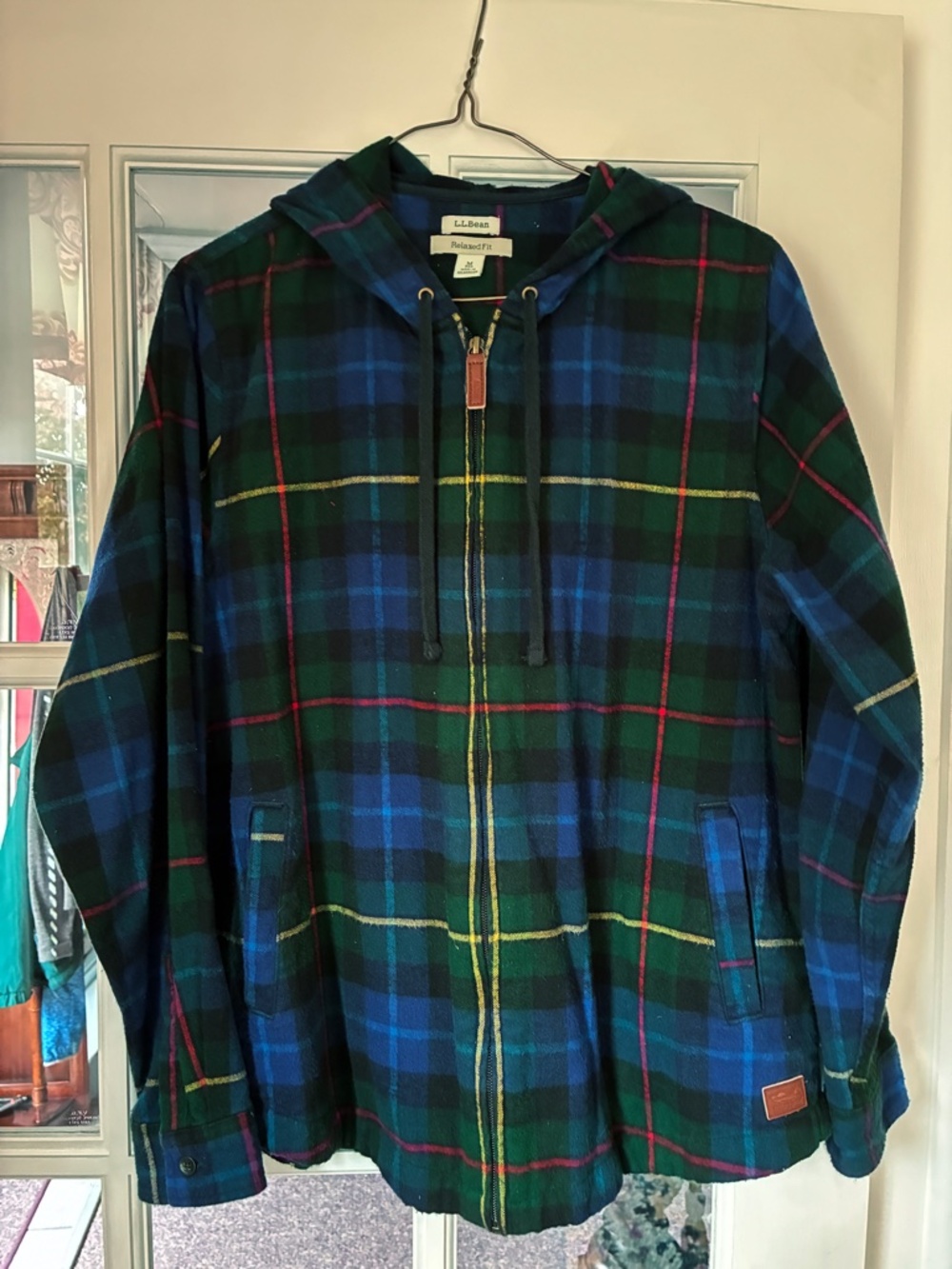 L.L. Bean tartan plaid flannel jacket, sz. M